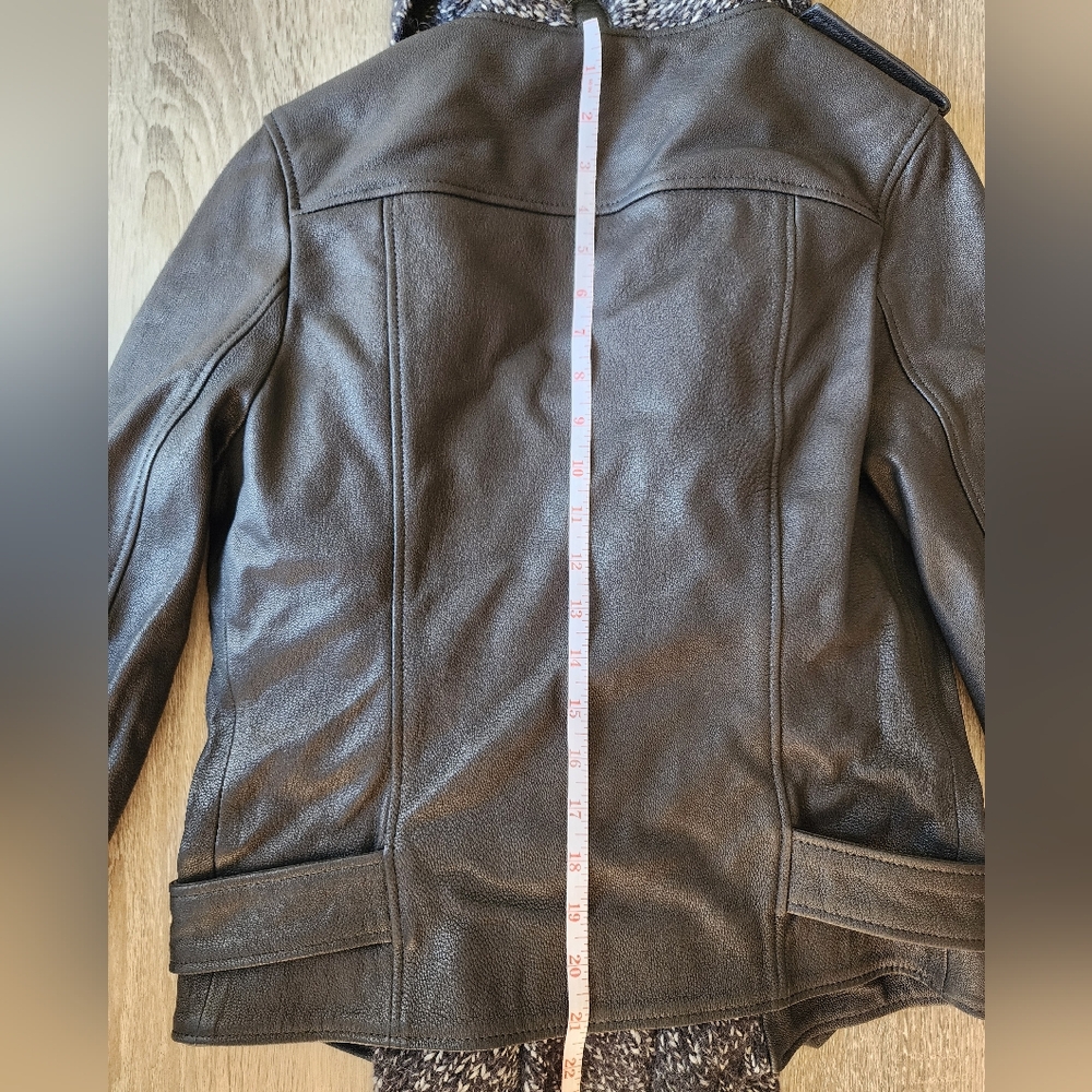 AllSaints Texture Wrap Leather and Wool Biker Jacket Size 8 - Picture 10 of 10